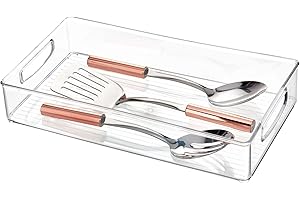 INTERDESIGN iDesign BPA-Free Plastic Pantry and Kitchen Storage, Freezer and Fridge Organizer Bin with Easy Grip Handles – 16” x 8” x 3”, Clear