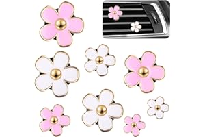 BREMOROU 8PCS Daisy Flower Air Freshener Vent Clips - Cute Car Accessories for Women & Girls - Pink & White