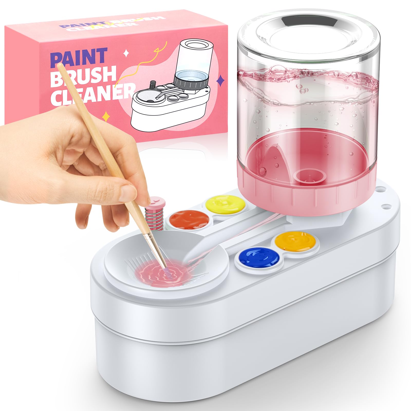 Photo 1 of 2026 Upgraded Paint Brush Cleaner Tool: Paint Station for Kids Girls, Artist Supplies, Oil Acrylic Paint Brush Water Dispenser, Easter Birthday Gifts for Girls&Artists