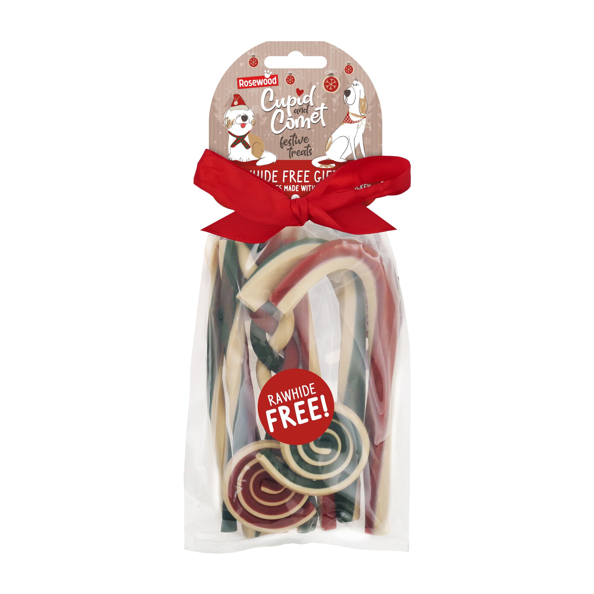 Rosewood Cupid & Comet Rawhide-Free Festive Dog Treats, Bumper Gift Bag, 280g