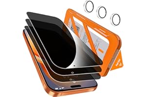 QHOHQ [1-Second Auto-Install] 3 Pack Privacy Screen Protector for iPhone 17 Pro Max [6.9 Inch] + 1 Set Camera Lens Protector, 25° Anti Spy Tempered Glass, [Military Grade Shatterproof], Case Friendly