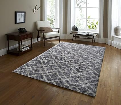 Luxury Carpets Collection Celestial Collection Jute Backed Shaggy Area Rugs Tall Pile Height Well Spaced Soft And Fluffy Indoor Floor Rug 4 X 6 Al39b Grey White Amazon Co Uk Kitchen Home