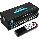 HDMI Switch SGEYR 5x1 HDMI Switcher 5 in 1 Out HDMI Switch Selector 5 Port Box with IR Remote Control HDMI 1.4 HDCP 1.4 Suppo