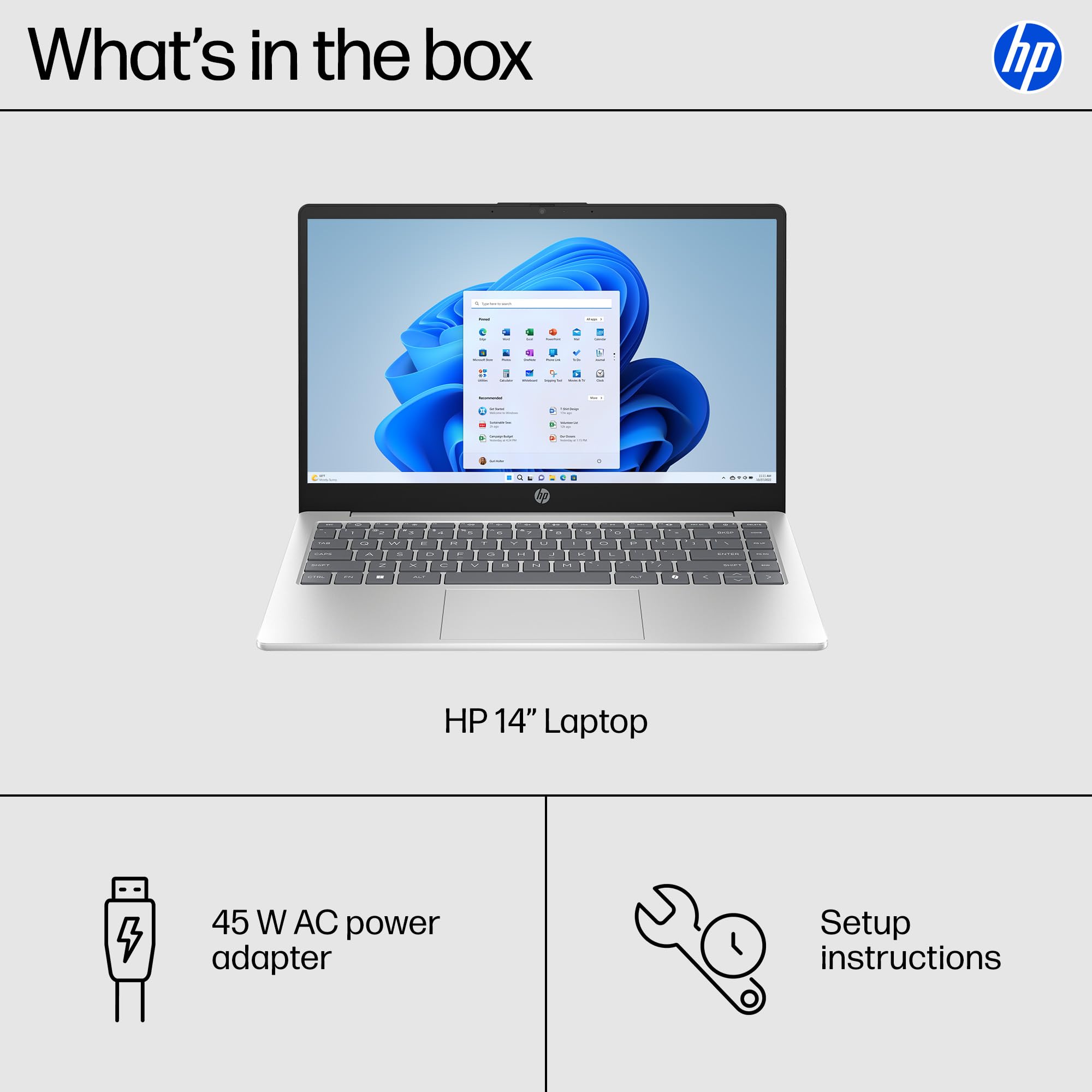 HP 14 inch Laptop, HD Touchscreen Display, AMD Ryzen 5 7520U, 8 GB RAM, 512 GB SSD, AMD Radeon Graphics, Windows 11 Home, Natural Silver, 14-em0499nr