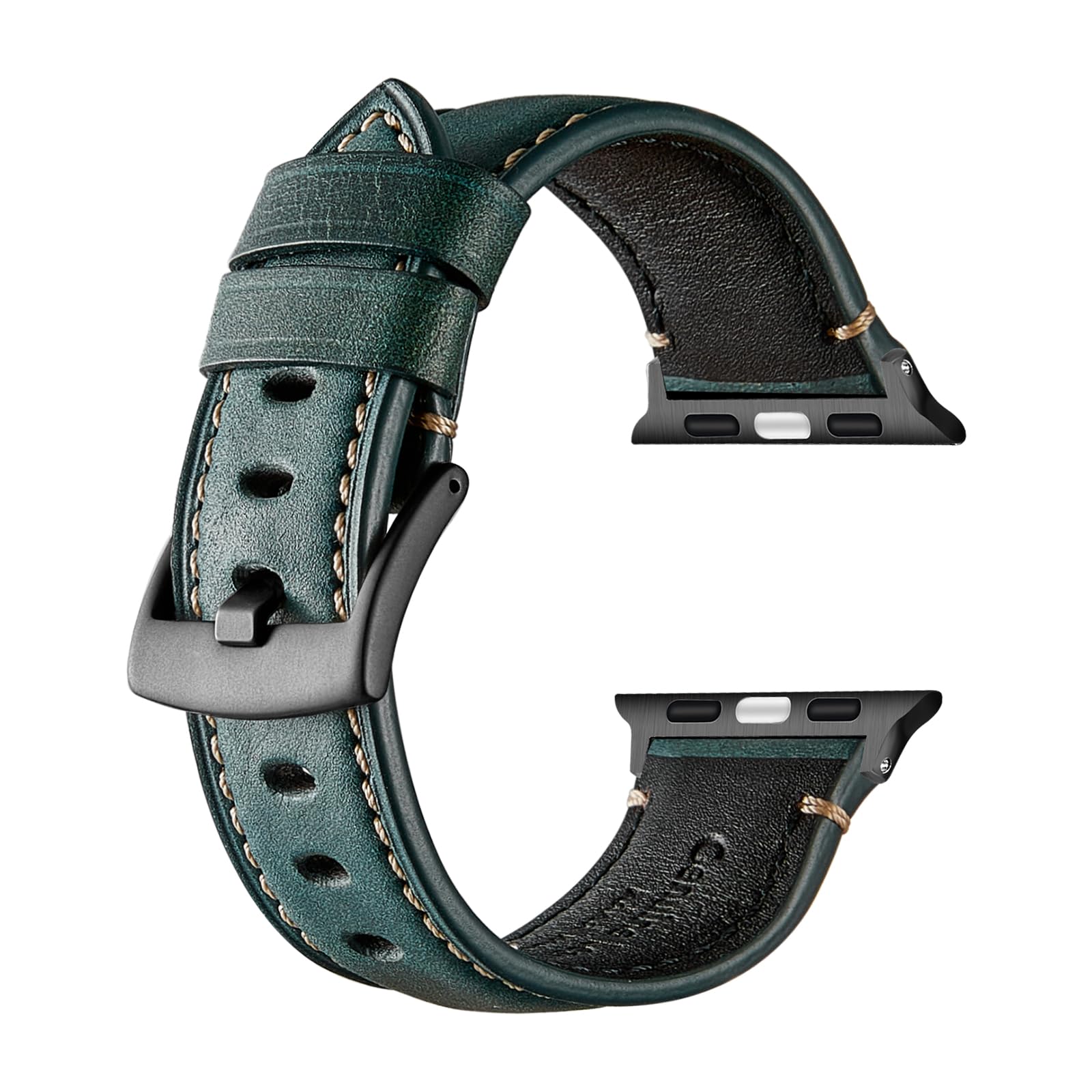 Avohome Genuine Leather Watch Strap Compatible with Apple Watch Band (38/40/41mm, Malachite Blue-Black Buckle) โ image 1
