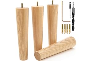 Airy Abode Premium Ash Wood Furniture Legs (Full Install Kit) - Pick Your Size and Color