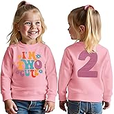 GLIGLITTR I'm Two Cute Sweatshirt for Girls 2nd Birthday Outfit for Toddler Girl 2 Year Old Birthday Party Long Sleeve Shirts