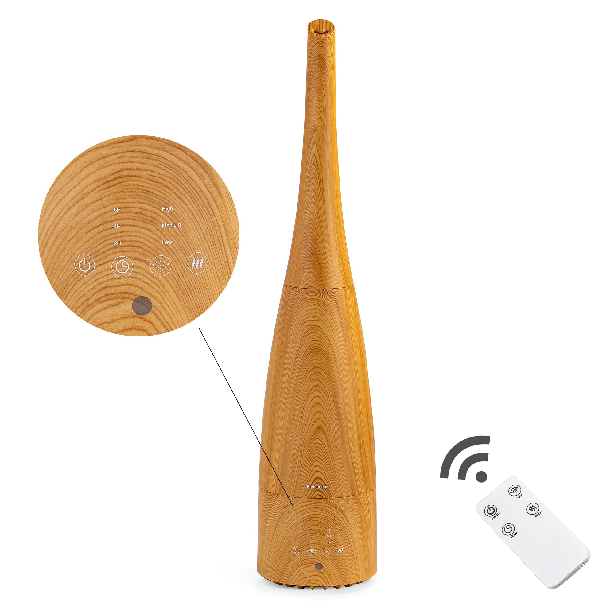 Photo 1 of Cool Mist Humidifier,Elecameier Warm and Cool Mist Humidifier for Home/Bedroom with Remote Control Smart Air Humidifier for Desk/Office/Baby Bedroom 25dB Whisper Quiet with Auto Shut off light wood