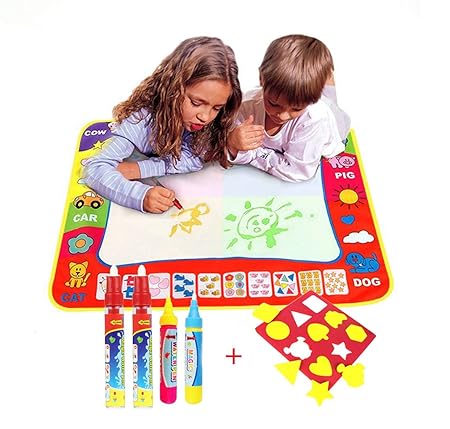 Magic Wasser Doodle Malmatte Für Kinder 80CMx60M,TQP-CK 4 Farben Doodle Matte zum Bemalen mit 4 Wasser Doodle Stifte