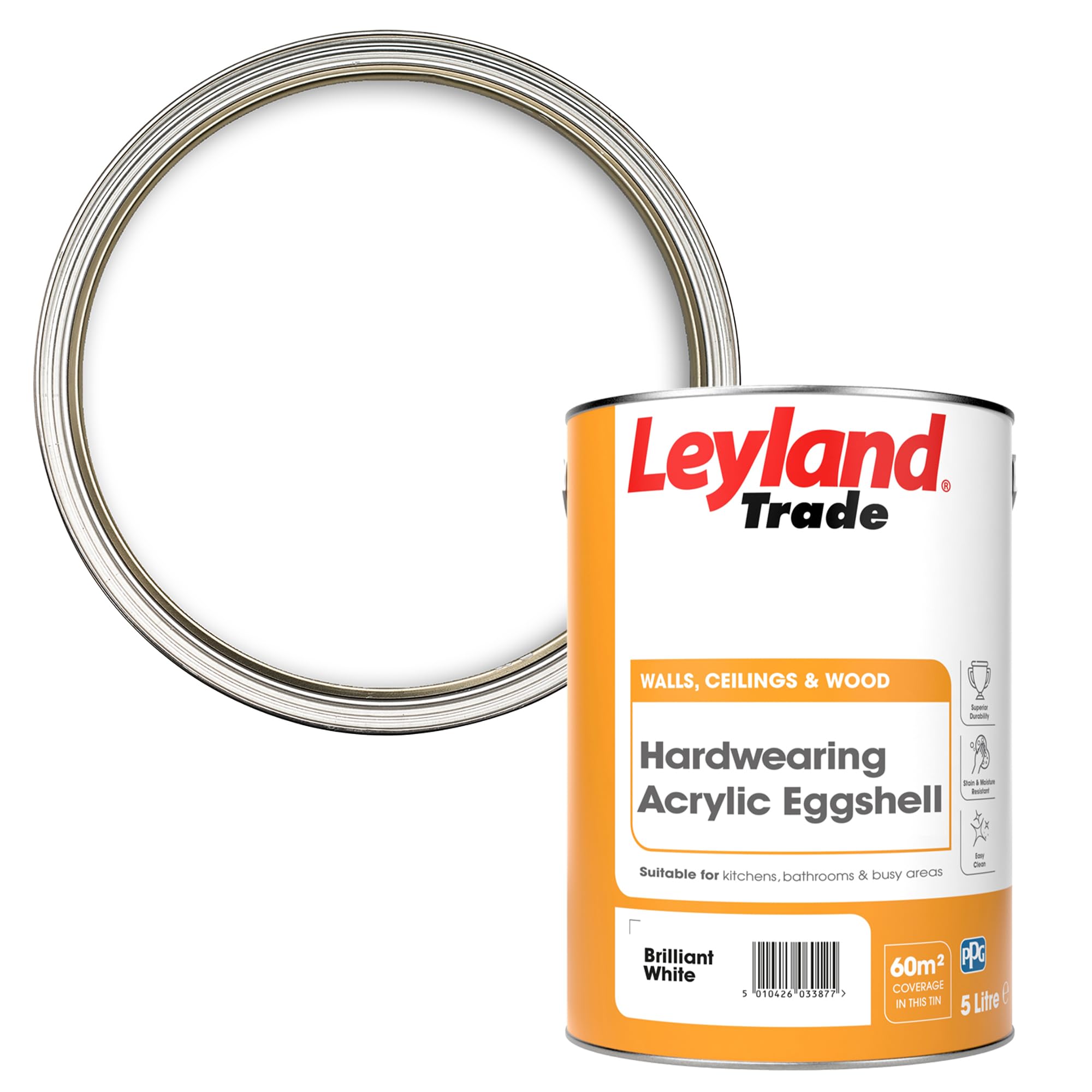 Leyland Trade Acrylic Eggshell Paint - Brilliant White 5L