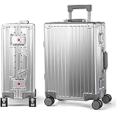 UrbanExplorer All Aluminum Carry On Luggage 22x14x9 Airline Approved Heavy Duty Hard Shell Suitcases Zipperless Suitcase with TSA Lock, Sliver, 20 Inch