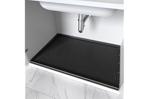 PoYang 31"x22" for Under Sink Mat: Silicone Under Sink Mats for Kitchen Waterproof, Kitchen Bathroom Sink Cabinet Protector M