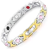 EMMORI Ultra Strength Magnetic Bracelet for Woman - 3,500 Gauss Per Magnet -Crystal Bracelet - Adjustable Length -Pulseras Magneticas (Silver Gold)