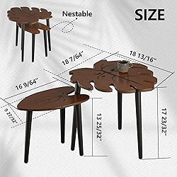 BAMEOS Monstera Leaf Nesting Tables Set of 2, Small