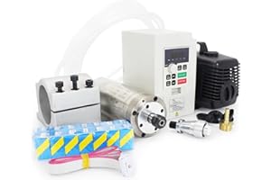 RATTMMOTOR 800W Water Cooled Spindle Kit, 65mm Spindle Motor 0.8KW 110V 400HZ+1.5KW VFD 110V Single to 3 Phase Inverter Variable Frequency Drive+65mm Spindle Mount+ER11 Collet+80W Water Pump for CNC