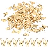 PATIKIL Letter Charm, 100 Pcs Alphabet Charm Initial Pendant Charm Bulk Cute DIY for Jewelry Making Bracelets Earrings Necklace Keychains Crafts, Light Gold, Letter W