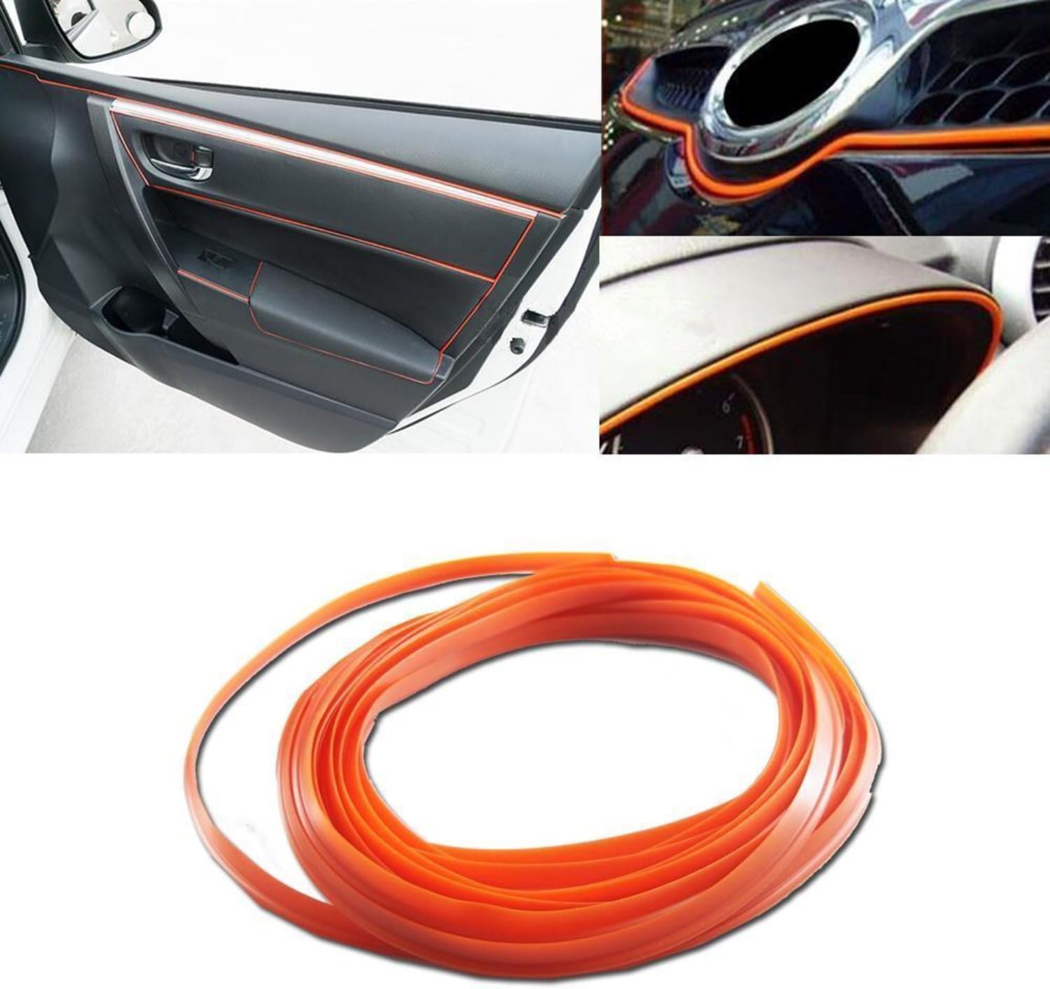 PANNIUZHE 3D DIY Automobile Car motor Interior Exterior Decoration Moulding Trim Strip line Sticker (5M Orange)