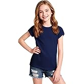 NUMYEAN Girls Short Sleeve T-Shirts Crewneck Neon Shirts for Girl Tee Tops Clothes Size 5-14 Years