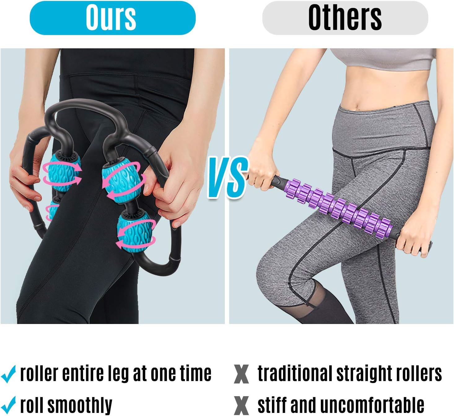 M MILY SPORT Massage Roller, Leg Rollers for Muscles Foam Roller Massager Muscle Roller for Legs, Arm Myofascial Fascial After Workout Exercise Muscle Soreness Pain Relieve (Blue): Sports & Outdoors