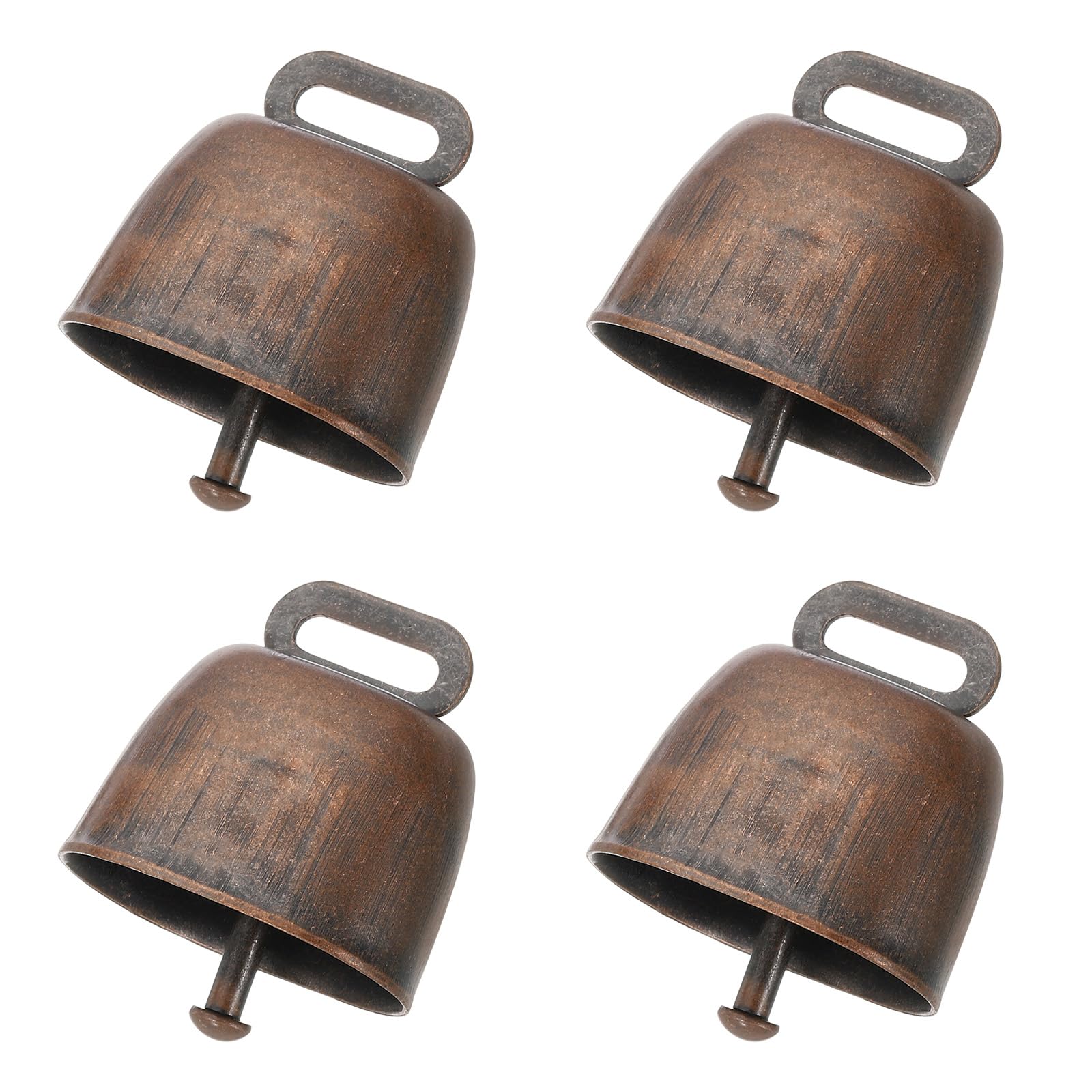 PATIKIL Cattle Farm Animal Loud Bronze Bell, 4 Pcs Cow Horse Sheep Grazing Copper Bells, Animal Anti-Theft Accessories Bell, 1.4 x 0.9 x 1.4", Red Bronze