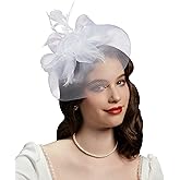 Cizoe Tea Party Fascinator Hats for Womens 50s Headwear with Veil Flower Cocktail Wedding Church Derby Hat