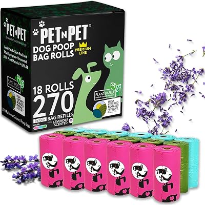 PET N PET Biodegradable Scented Dog Poo Bags 270 Ct 18 Rolls Lavender