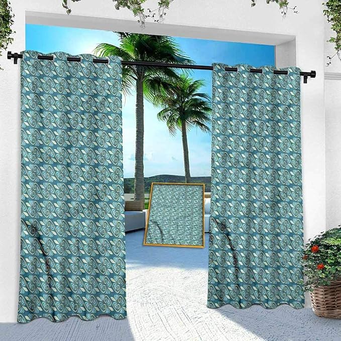 Indoor Outdoor Curtains, Abstract, Swirled Lines Design