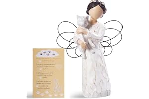SIGUEJOR Cat Memorial Gifts, Cat Memorial Gifts for Loss of Cat, Pet Cat Remembrance Gifts, Hand-Painted Collectible Cat Angel Figurine Statue for Cat Lovers in Memory of Their Beloved Cat