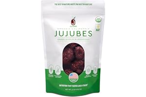 JUJUME | USDA Organic California Grown Jujubes Red Dates | Individually Sorted 3X for QA | High Grade Superfood | Healthy Dried Fruit | Certified All-Natural Non-GMO | 6 oz. bag