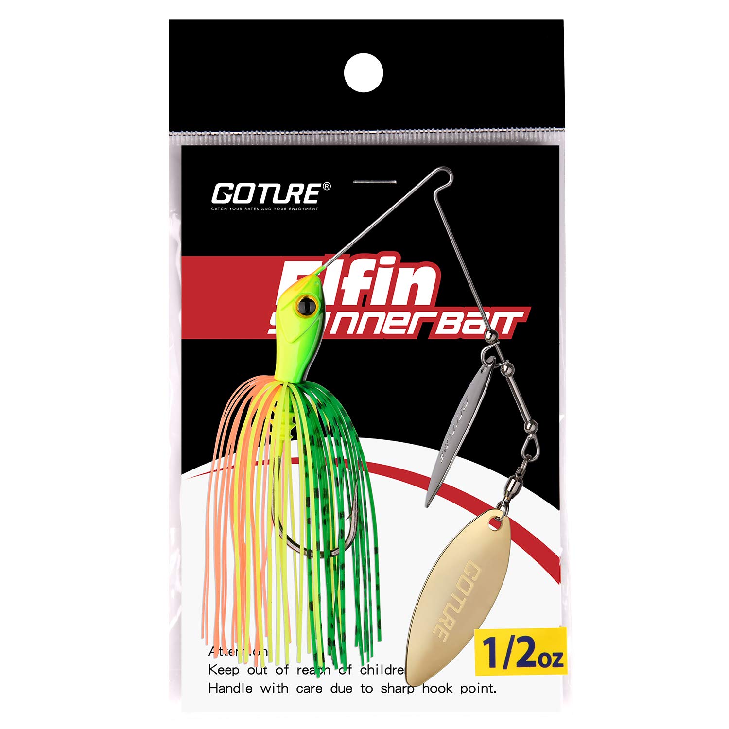 Goture Double Willow Blade Spinnerbait - Metal Spinner Fishing Lures for Bass Pike 1/2oz