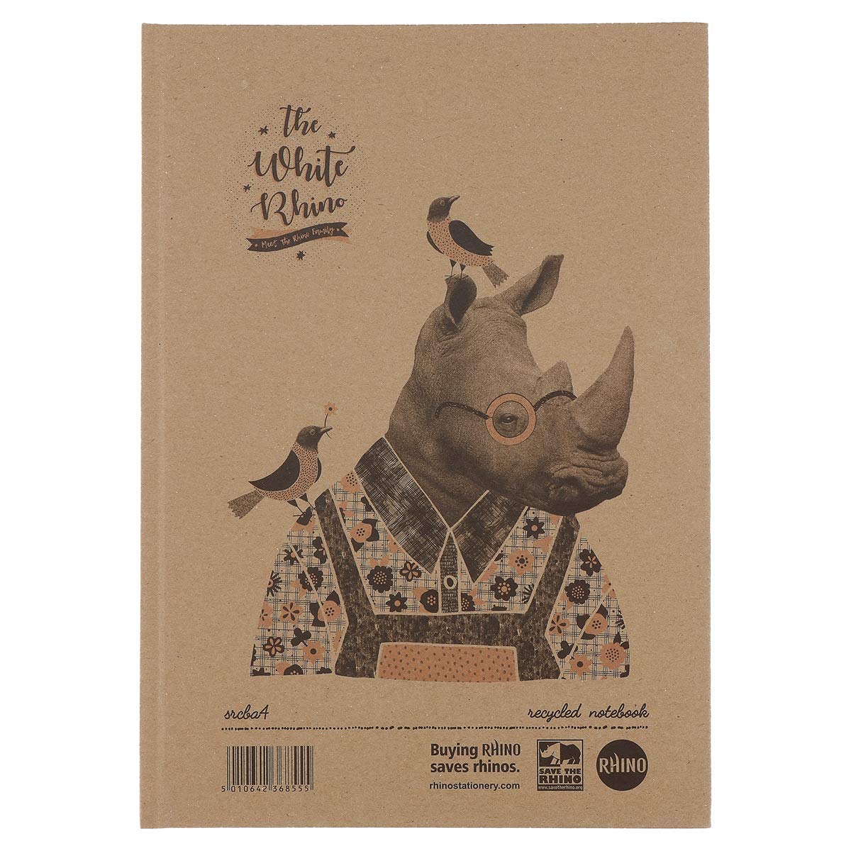 Rhino Stationery A4 Notebook | Casebound Notebooks | 160 Pages | Recycled Notepad | Journal Notebook, Beige, SRCBA4