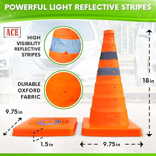 24-Inch Collapsible Traffic Cones With Reflective Collar – Foldable Safety Cones For Parking, Driveways & Training