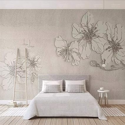 Amazon Com Wall Mural 3d Wallpaper Embossed Flowers Beige Texture