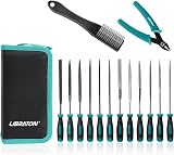 LIBRATON Needle File Set 14PCS Diamond & Carbon Steel Files with Wire Cutter