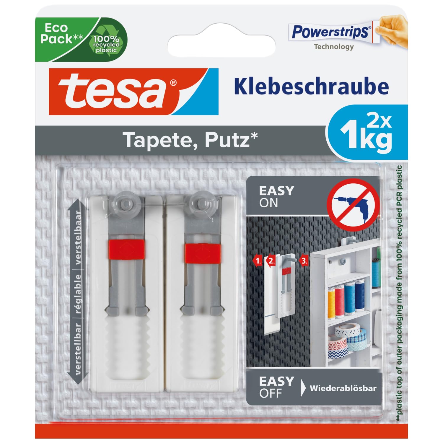 tesa Adjustable Adhesive Screw for Wallpaper & Plaster 1kg