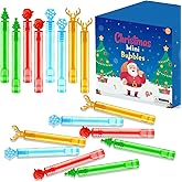 100 Pack Bulk Christmas Mini Bubble Wands Party Favors for Kids,Goodie Bag Stocking Stuffers Fillers for Toddler Boys Girls,Bulk Classroom School Party Supplies Prizes Toys Gifts Trinkets for Students