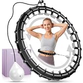 HCOIW Weighted Infinity Fitness Detachable Hoop Silent 47 Inch, 24 Knots | 24 Detachable Quiet Knots, Smart Exercise Fit Hoop