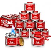 Gas One 12 Pack 6 Hour Chafing Fuel - Food Warmer for Chafing Dish Buffet Set - Reusable Liquid Safe Fuel With Wick &amp; Lid Opener
