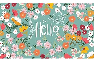 Toland Home Garden 800521 Hello Flowers Spring Door Mat 18x30 Inch Flower Outdoor Doormat for Entryway Indoor Entrance
