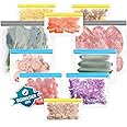 10Pack Dishwasher Safe Reusable Storage Bags, BPA Free PEVE Reusable Food Bags, Leakproof Silicone Freezer Bags, Reusable Gallon bags(10Pack-2 Gallon + 4 Sandwich + 4 Snack)