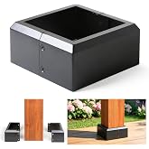 Prinfort 6"x6" (Actual: 5.5"x5.5") Deck Post Base Covers Aluminum, Split Style Post Base Trim Skirt Decorative Black 2Pack