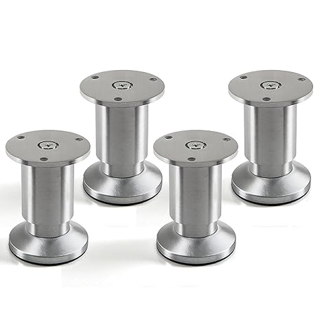 4er Set Möbelfüße verstellbar Schrankfüße Alu gebürstet, belastbar bis 250 Kg, Höhe: 80 mm von SO-TECH