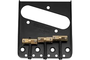 Wilkinson WTB Vintage Telecaster Bridge 3 Compensated Brass Saddles for Tele Style Electric Guitar, Black