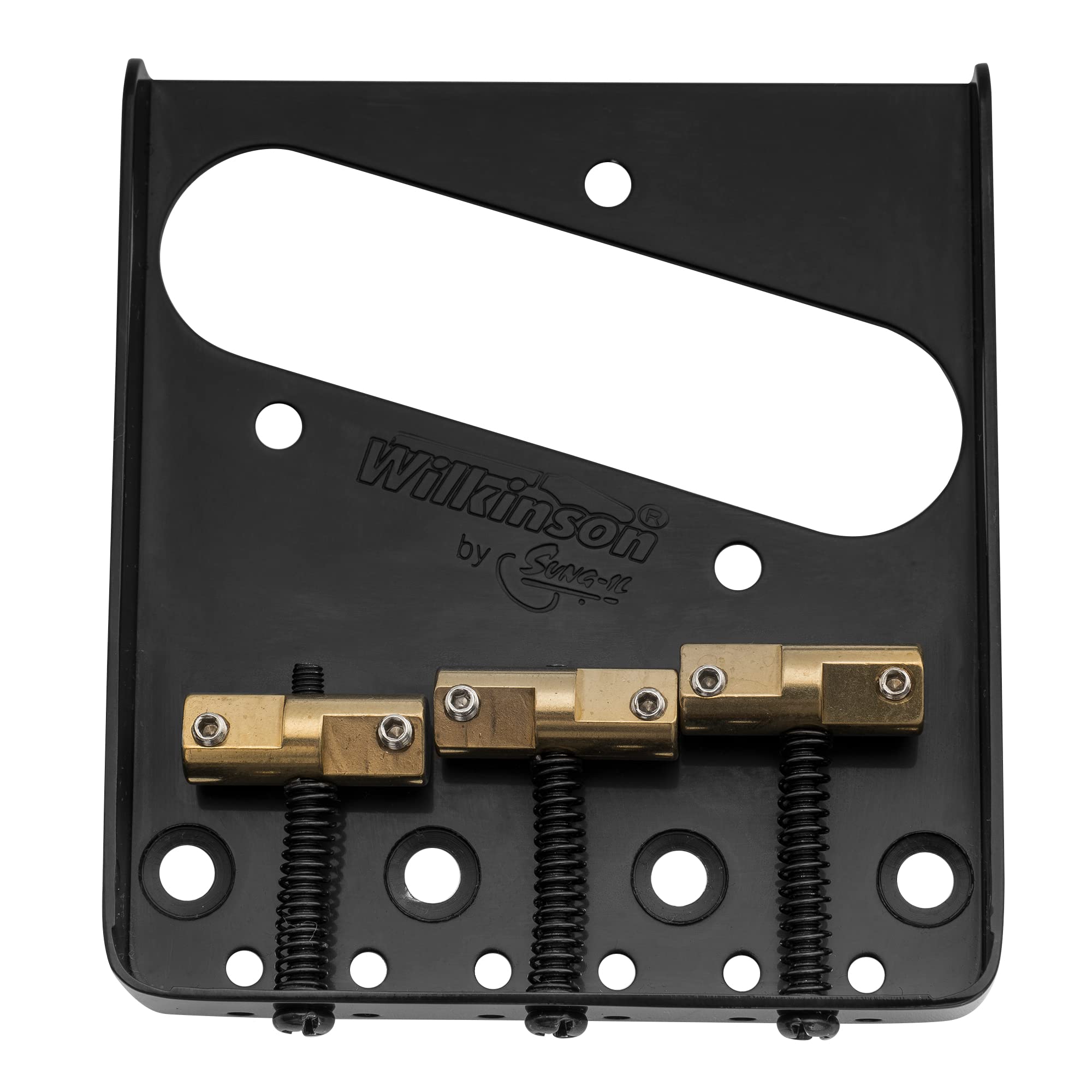 Wilkinson WTB Ashtray Brass Compensated 3-Saddle Telecaster Bridge for Tele Guitar, Black