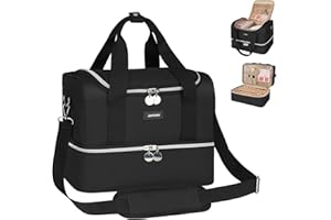 Nail Polish Organizer Case, Double Layers Nail Organizers and Storage, Holds 40 Bottles Gel Nail Polish&Nail Lamp, Travel Nai