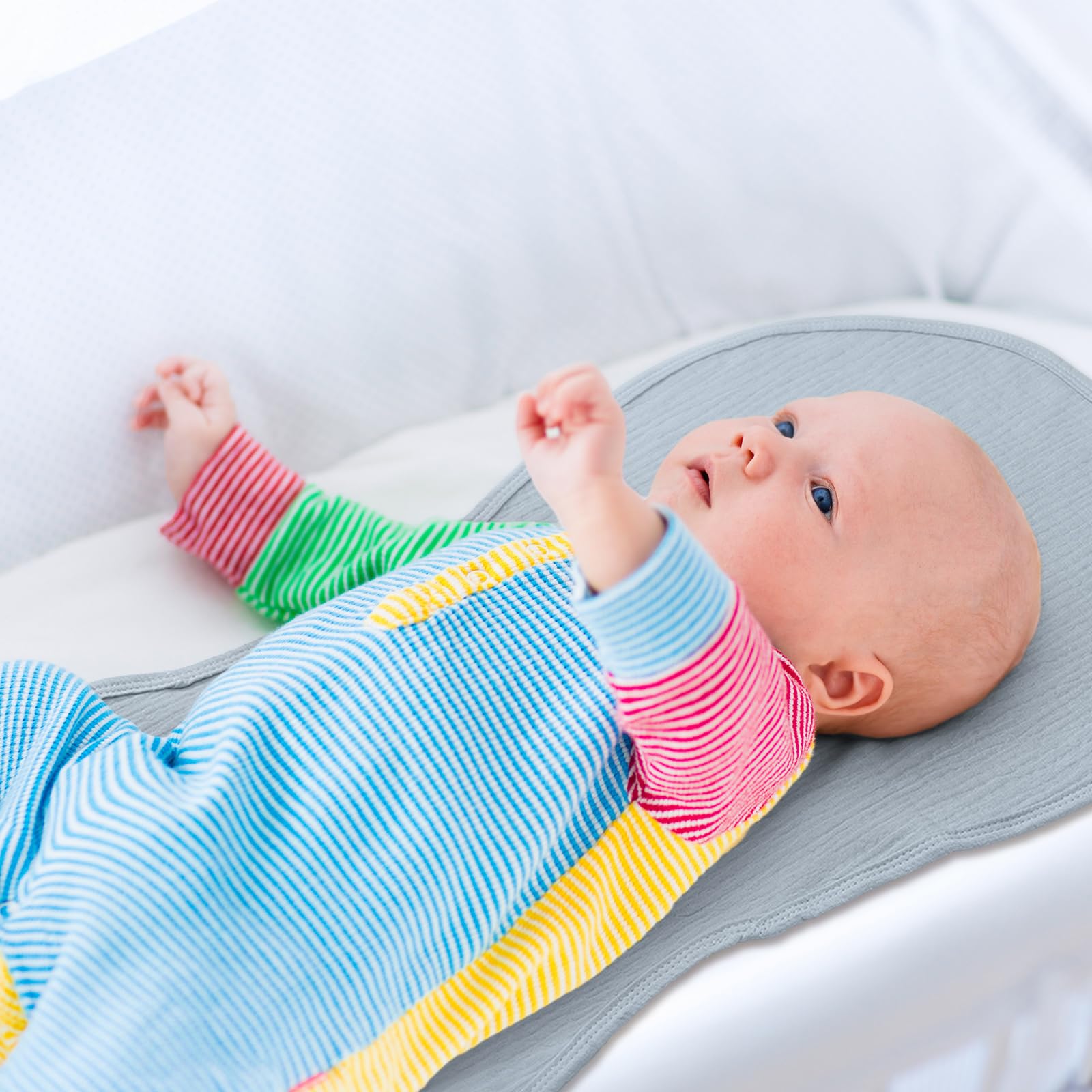 Hahafelt 3 Pcs Changing Pad Liners Fits in Peanut Shape Changing Pad Waterproof Diaper Mats Organic Cotton Peanut Mats are Warm on a Baby's Back, Washable Reusable(Elegant Style,Blue)