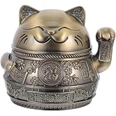 Windproof Vintage Cat Ashtray with Lid, Metal Portable Ash Tray Holder for Cigarette Cigar - Cute Retro Black Bronze Decor for Home Office Tabletop Patio