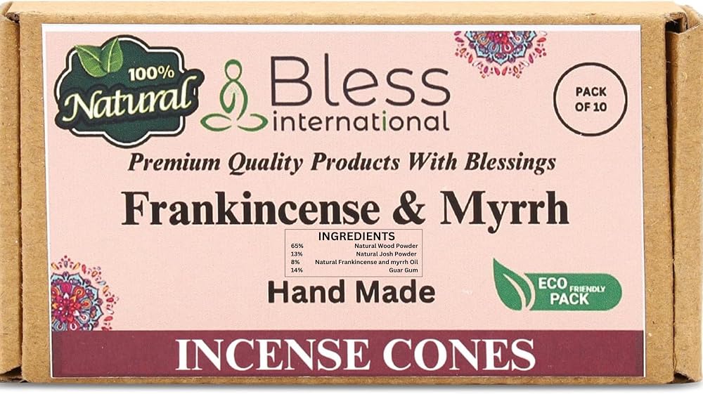 Bless International Frankincense & Myrrh Incense Cones 100% Natural