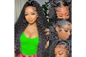 BRUAR 28 Inch Deep Wave Lace Front Wigs Human Hair Pre Plucked 13x4 HD Transparent Lace Frontal Wigs Human Hair 180% Density Deep Curly Glueless Wigs Human Hair for Women