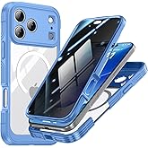 TOPF&B Privacy Case for iPhone 17 Pro Max,Compatible with MagSafe,iPhone 17 Pro Max Magnetic Cover Built-in Privacy Screen Protector,Camera Protection,Full Body Shockproof Case,Sky Blue